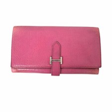 HERMES Bearn trifold wallet rose shocking Silver