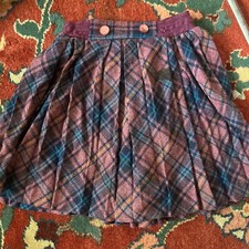 Vintage 70s Sears Skirt A Line 19" Waist Tartan Plaid Pleated 6 Wool Piurple