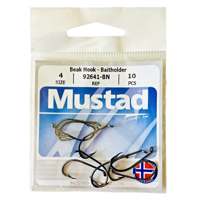 MUSTAD 92641-BN - Beak Hook Baitholder Size 4 - 10 Count Fishing Hooks
