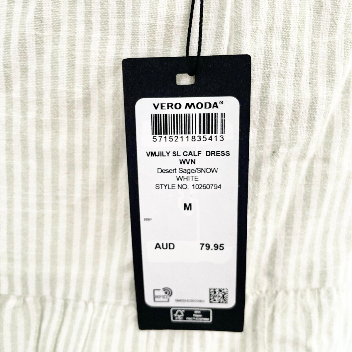 Vero Moda Jily Sleeveless Calf Dress Bow Cut Out Desert Sage White Size M  New | eBay Australia