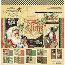 GRAPHIC 45 "CHRISTMAS TIME" 12X12 PAPER PACK STEAMPUNK SANTA SCRAPJACK'S PLACE