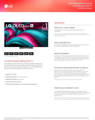 LG OLED55C5P 55 inch Class OLED evo AI C5 4K UHD HDR Smart TV - 2025 Model