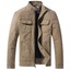 WenVen Men's Cotton Canvas Lightweight Military Field Jacket - Spring Casual, Black, Zip Front