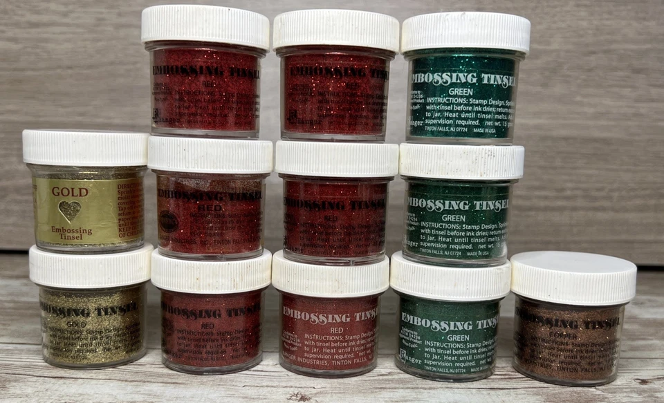 Lote de 12 Brillo en relieve "Tinsel" - Lote mixto - Dorado, Rojo, Verde, Cooper Foto 2 de 4