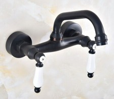 Black Finish Brass Swivel Spout Kitchen Basin Faucet Bathroom Sink Taps 2nf821