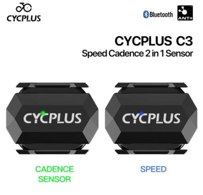 2 Cycplus C3 Trittfrequenz-/Geschwindigkeitssensoren, kompatibel mit Wahoo, Garmin, allen Marken