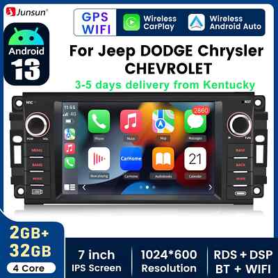 For Jeep Grand Cherokee Chrysler CarPlay 7''2+32G Android13 Car Radio GPS Nav+Fan