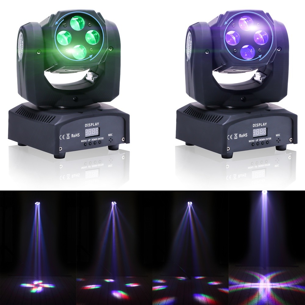 2PCS 60W RGBW Mini Beam Stage Lighting DMX512 Moving Head Light DJ Party Disco