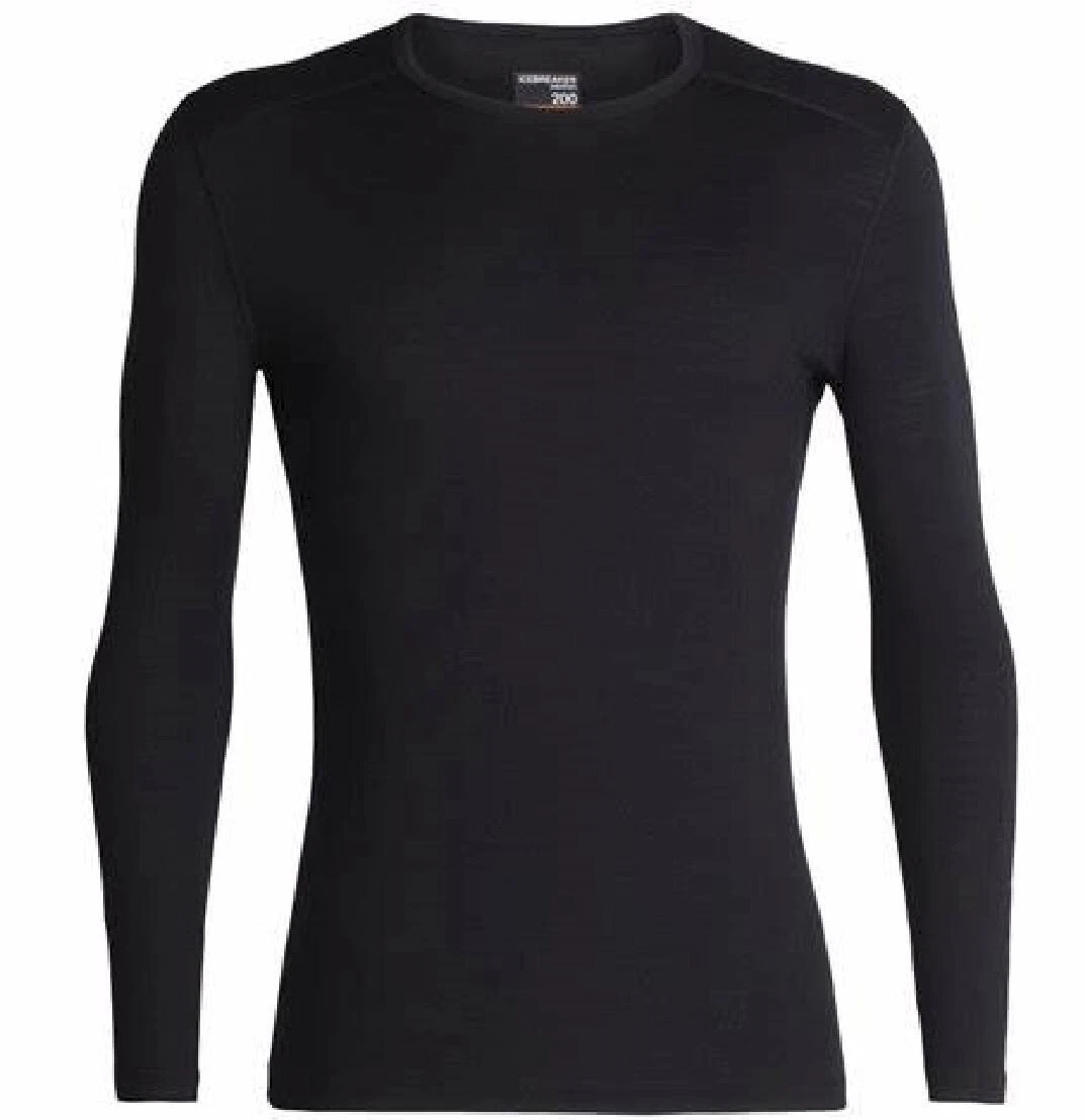 Icebreaker BF200 Men's 200G Merino Wool Long Sleeve Crew Shirt Black X-large NIP