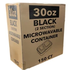 150 Set Meal Prep 30 oz Microwaveable Food Containers With Lid Two Compartment