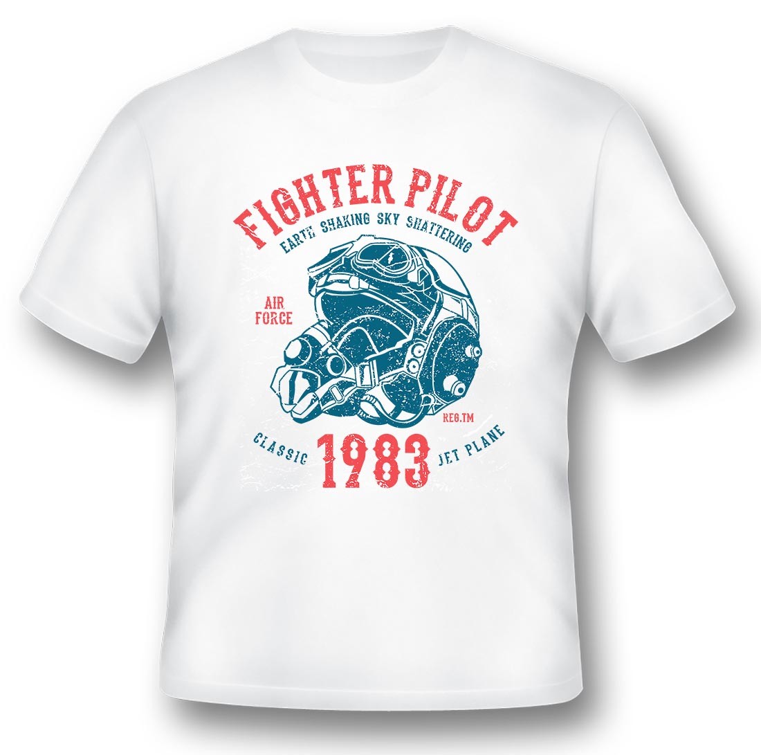 Fighter Pilot Air Force Sky Shattering Tee in Black or White