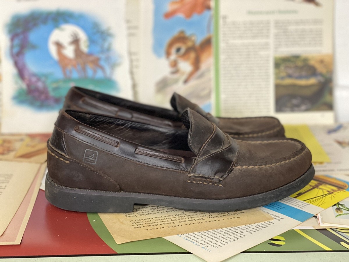 Sperry Seaport Top-Sider Mens Kiltie Loafers Brown Leather Moc Toe