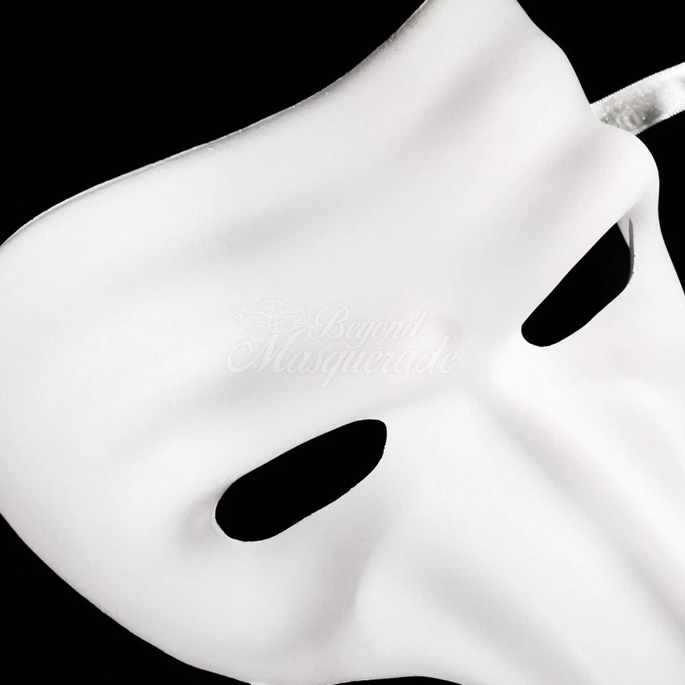 Men's Zanni Nasone Grezzo Venetian Long Nose Unpainted Masquerade Mask [White] - Image 4 of 4