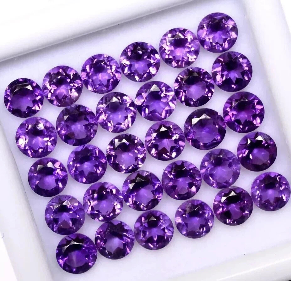 CERTIFIED NATURAL AMETHYST 4 MM ROUND CALIBRATED FACETED LOOSE GEMSTONE (12 Pcs)