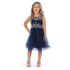 NAVY BLUE Size 4 Flower Girl Dress Birthday Bridesmaid Recital Wedding Formal