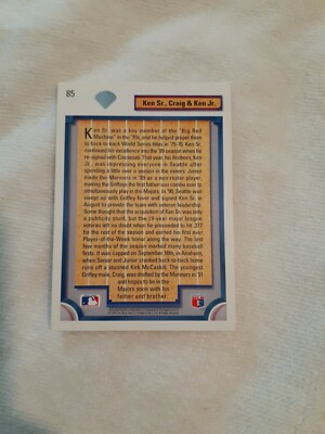 1992 Upper Deck Ken Sr., Craig & Ken Jr. Griffey Bloodlines