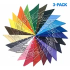 3-Pack Bandana 100% Cotton Paisley Print Double-Sided Scarf Head Neck Face Mask