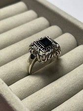 Square Black Onyx 925 Sterling Silver Ring Sz 8 4.9 grams