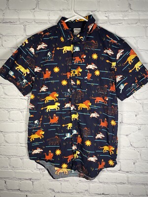 Disney - Lion King - The Stampede Hawaiian Shirt - Mens Size Small Navy Blue