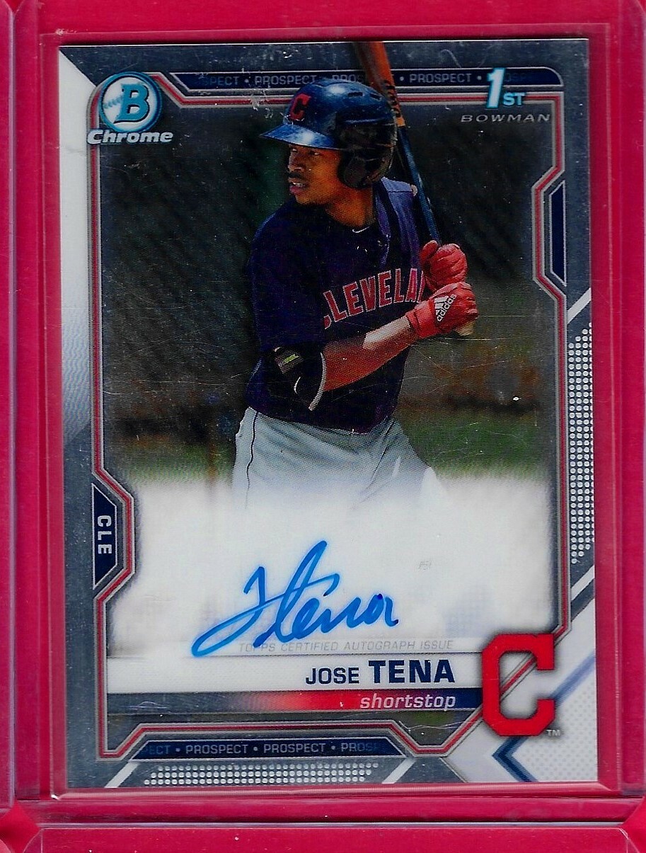 JOSE TENA 2021 Topps 1st Bowman Chrome Prospect AUTO CPA-JT Cleveland Indians