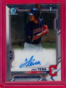 JOSE TENA 2021 Topps 1st Bowman Chrome Prospect AUTO CPA-JT Cleveland Indians