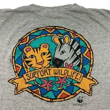 Vtg 80s World Wildlife Fund Save The Rainforests T Shirt L/XL Friends 23x25 Boxy