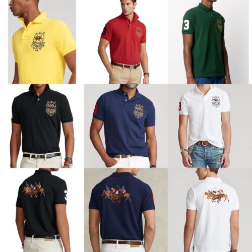 POLO RALPH LAUREN Men’s Custom Slim Fit Big Triple Pony Polo Shirt NWT MSRP $138 - Afbeelding 1 van 65