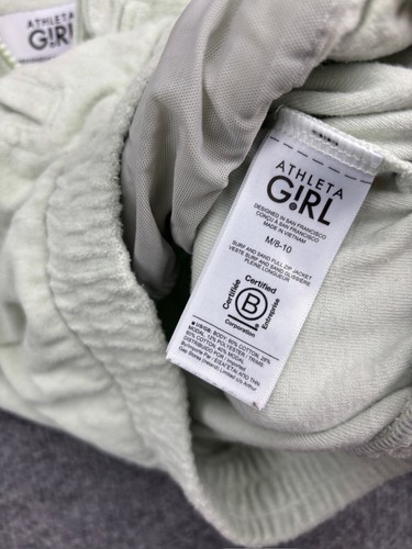 Athleta Girl Surf And Sand Full Zip Jacket Girls M 8-10 Light Green Terry Hoodie - Picture 5 of 9