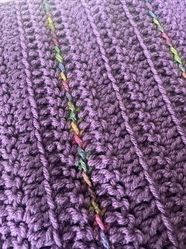 Handmade Crochet Baby Blanket – Soft Purple Unisex Gift – 40x31 New Baby Shower - Picture 6 of 8