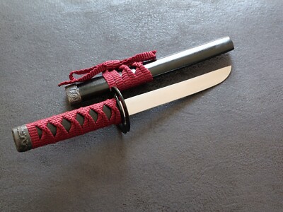 9  Mini Katana Samurai Sword With Table Stand Red Stainless Steel Blade Tanto