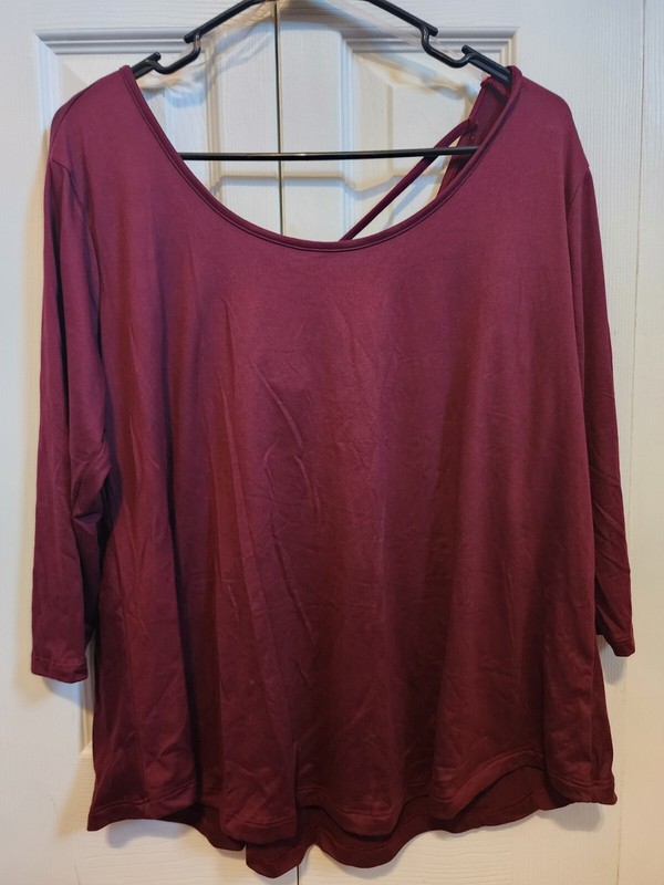 Women's Marci Burgundy Shirt Criss Cross Back Size 1X