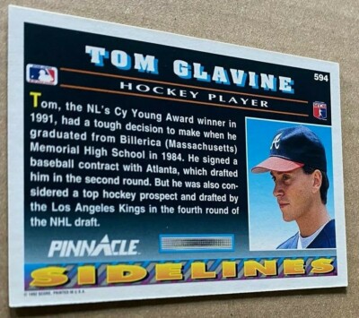 TOM GLAVINE HOF 1992 PINNACLE SIDELINES Card #594 NM-MT Condition