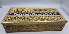VTG Gold Ornate Hollywood Regency Tissue Kleenex Box Holder 10x5x2.5 Dispenser