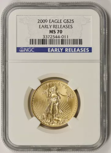 2009 American Gold Eagle $25 Half-Ounce MS 70 NGC Early Releases 1/2 oz