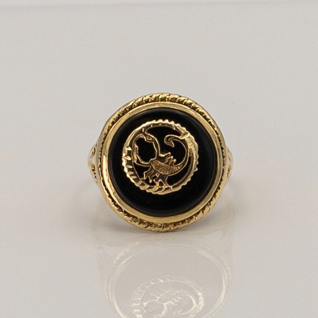 14K Gold Ring with Scorpio on Onyx - image 2