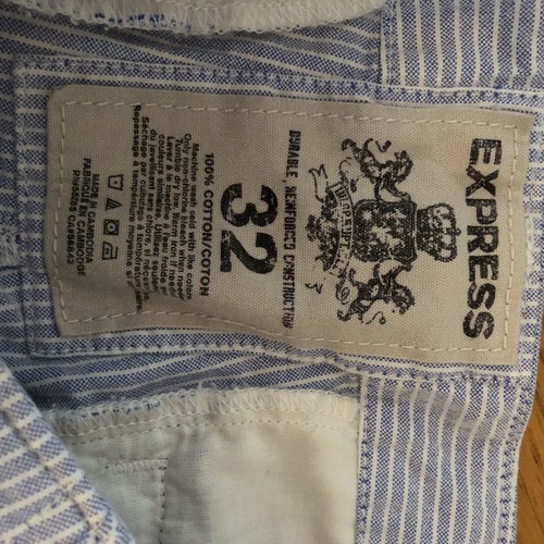 EXPRESS mens stripe chino casual walking shorts size 32 Classic blue white NWT - Picture 8 of 8