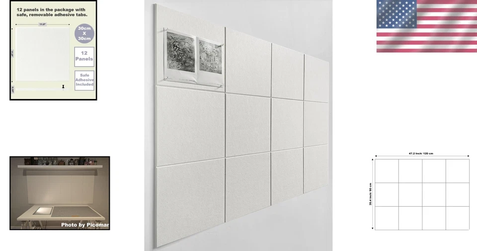 Durable 11.8'' Warm White Felt Tiles - Customizable Bulletin Boards & Displays - Image 2 of 4