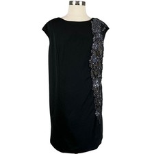 XSCAPE Women's Cocktail Dress Size 20W Black Beaded Sleeveless Sheath