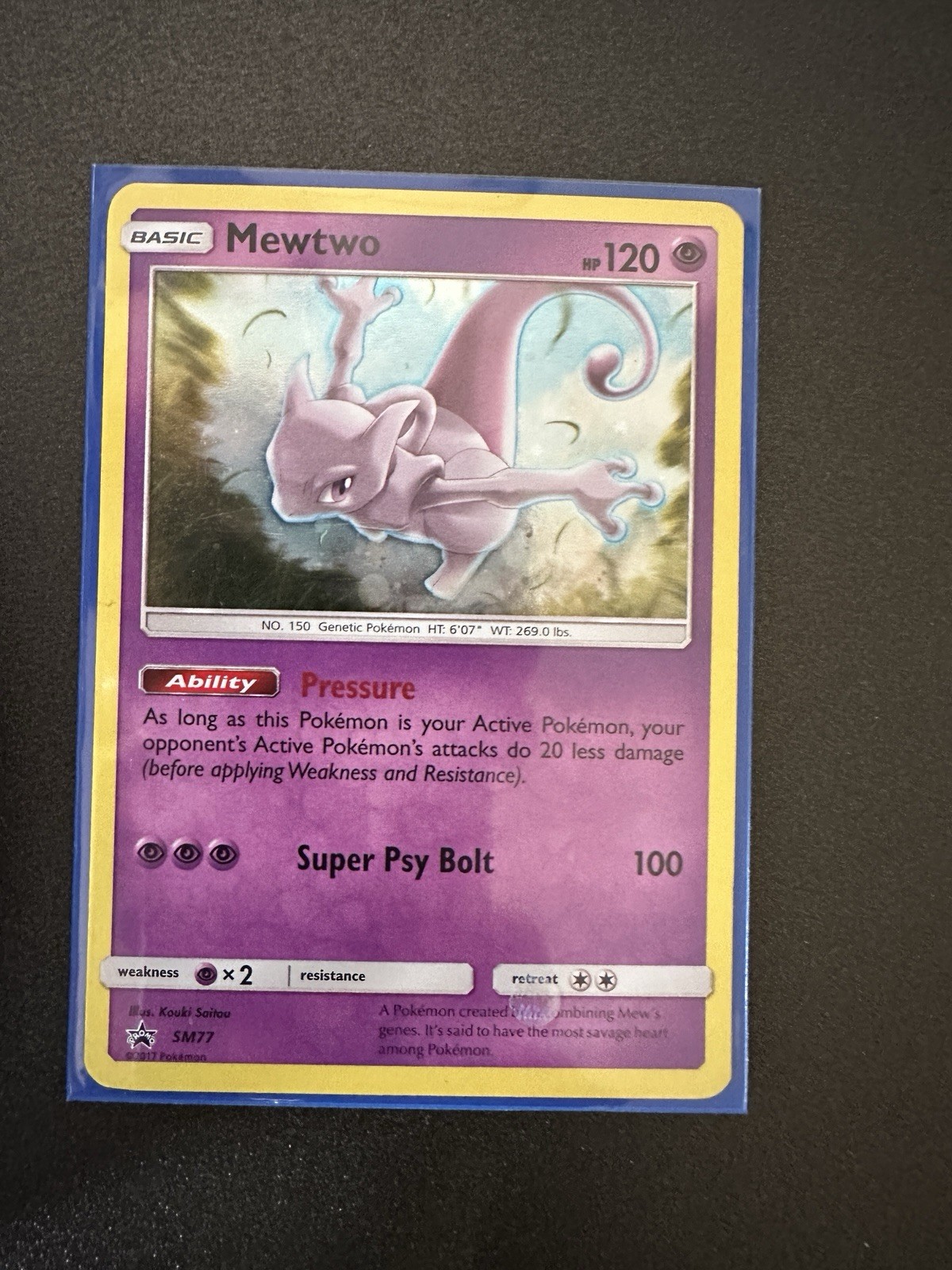 Pokemon TCG Mewtwo Sun & Moon Ultra Rare Holo Black Star Promo SM77 2017