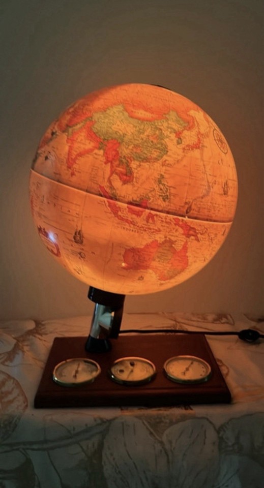 Vintage 1980 Scan Globe A/S Denmark 12” Lighted Globe - World Discoverer