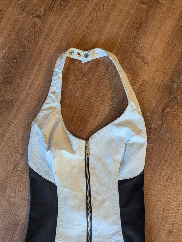 Vestido halter Wilson's vintage de cuero con paneles talla XS Foto 2 de 4