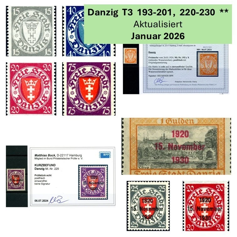 Danzig Briefmarke Michel Fischer 193-201 220-230 Geprüft BPP Befund Auswahl - Bild 1 von 1