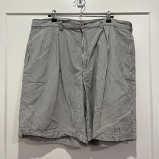 Polo Ralph Lauren Tyler Shorts Mens 38 Gray White Seersucker Pleated Cotton