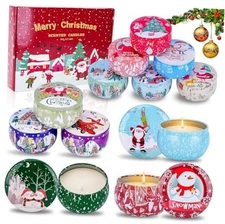 12 Pack Christmas Scented Candles with Natural Soy Wax, Long Christmas 12pack