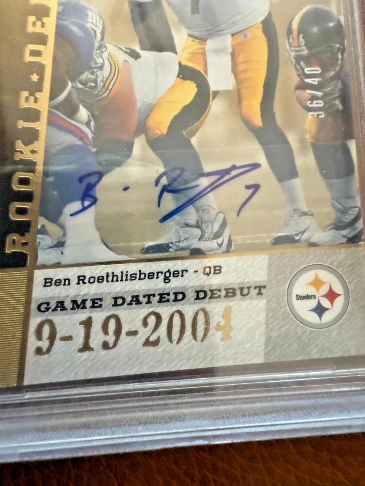 BEN ROTHLISBERGER 2006 UD ROOKIE GAME DATED DEBUT AUTOGRAPH - BGS 9.5 - AUTO 10 - Image 3 of 3