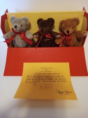 Merrythought Oliver Holmes STRICTLY Ltd Edition of 500 Jointed THREE BEARS - NEW