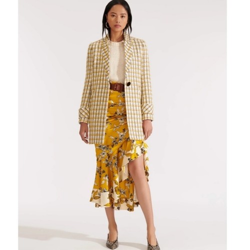 Veronica Beard Yellow White Plaid Jin Dickey Coat Blazer Size S NWOT - 第 1/13 張圖片