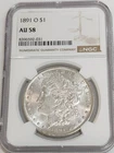 1891-O AU58 Morgan Silver Dollar NGC