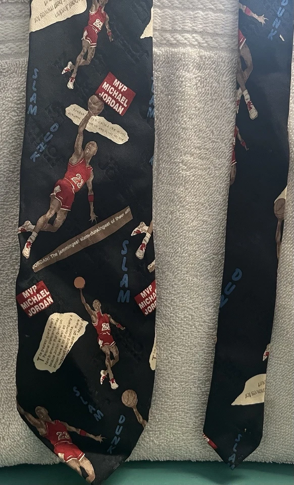 Corbata Bugatchi Uomo 100 % seda con estampado Michael Jordan Slam Dunk de colección rara Foto 2 de 4