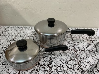 Lot of 2 Revere Ware Sauce Pans 2-Quart 3/4 -Quart Copper Bottom with Stainless